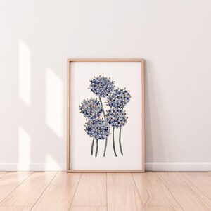 Blue Pincushion Australian Native Flowers Wall Decor Botanical Prints Watercolour and Pen Wall Art A5 A4 A3 A2