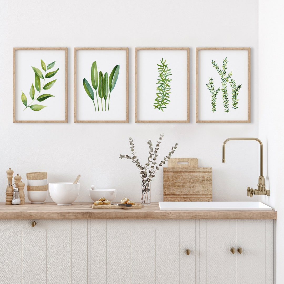 4 Set Herbs Kitchen Art Prints, Kitchen Gifts for Home Cooks, Sizes A5 ...