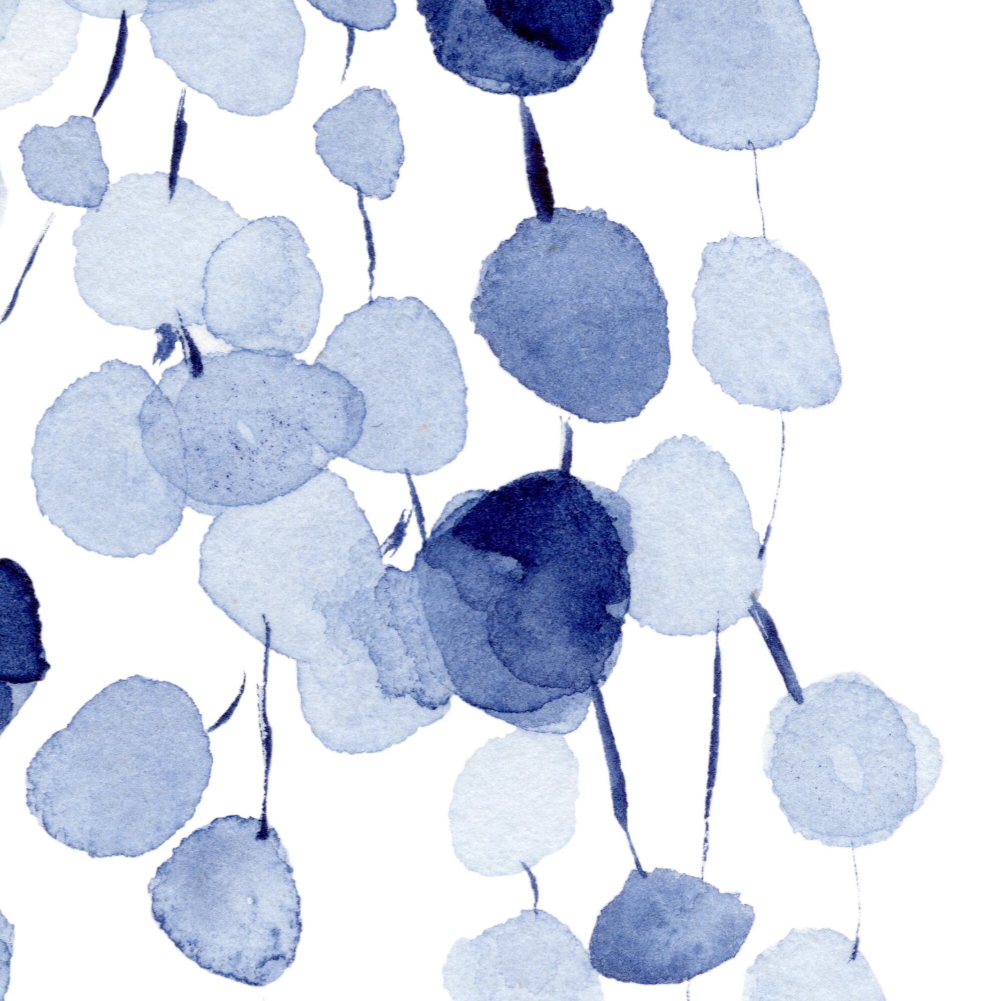 Botanical Print Leaf Wall Art Blue Set of 3 Watercolour Prints, Olive ...