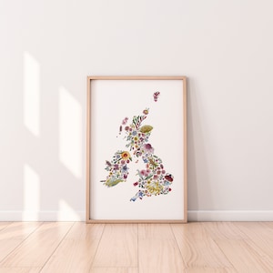 Karte von Australien in Australien Native Florals Expat Kunstdruck Wanddekoration Botanisches Kunstwerk Blumenwandbehänge A5 A4 A3 A2