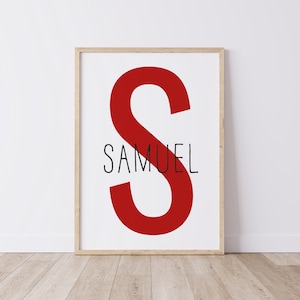 Printable Nursery Art, Personalized Initial Baby Name Print, Bedroom Birth Decor, Monogram Digital Download