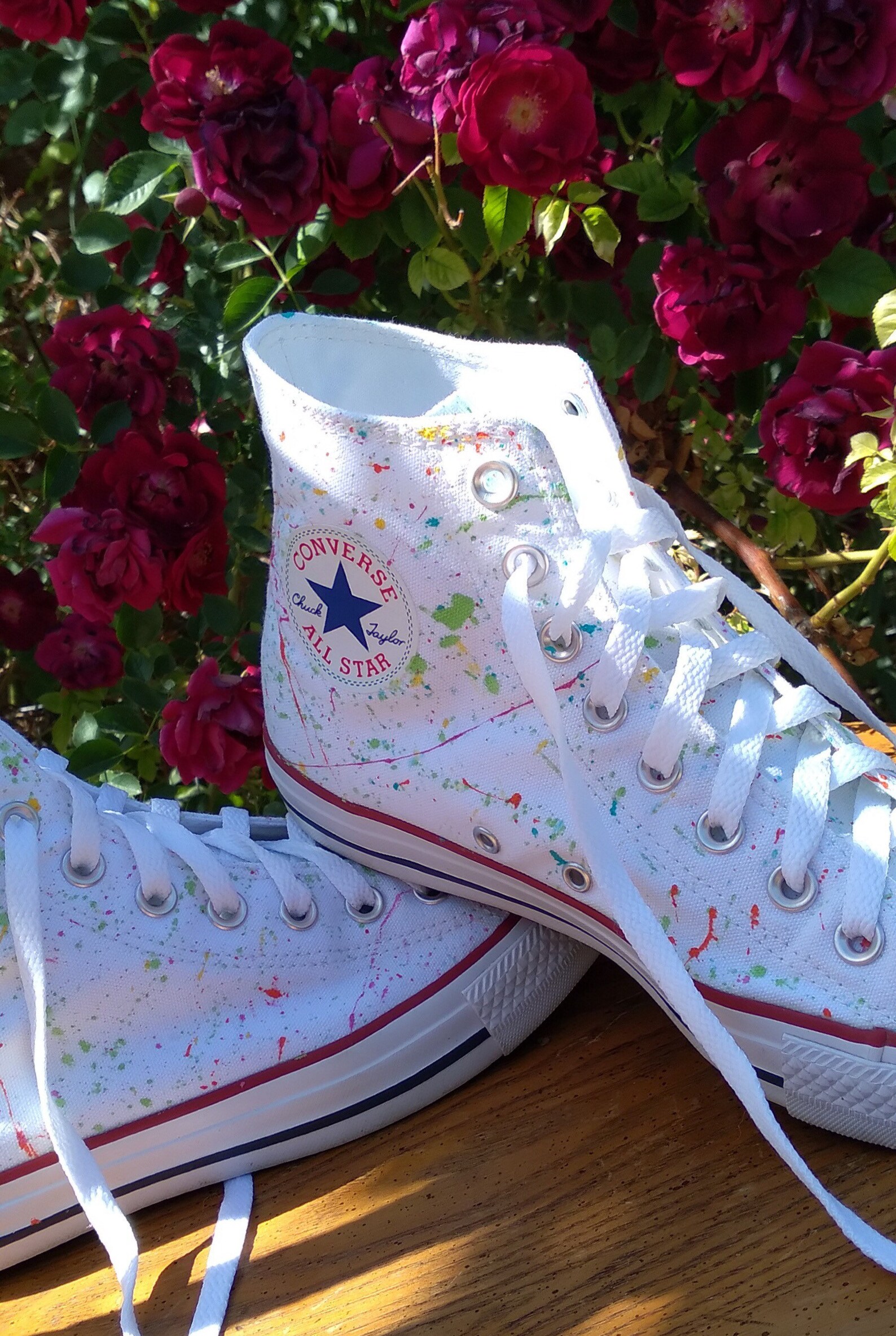 Splatter Painted Converse High Tops Etsy