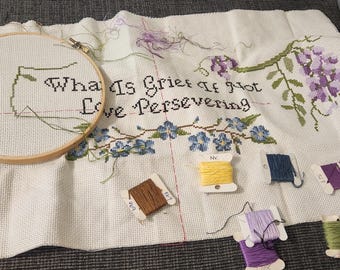 What is grief, Floral Quote cross stitch pattern