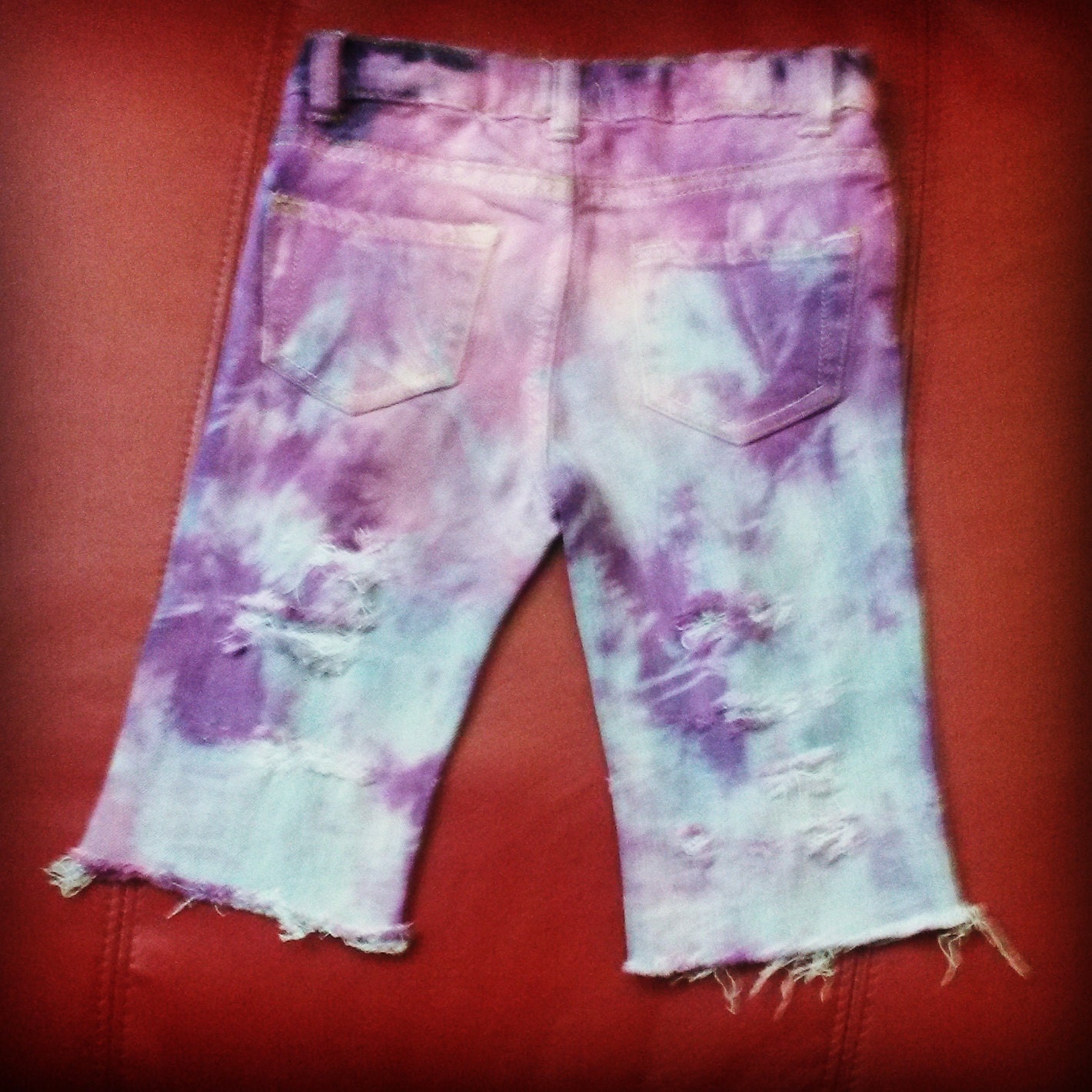 Tie Dye Distressed Knee Shorts Etsy