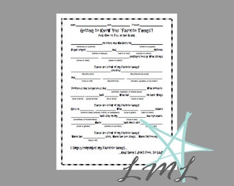 Getting to Know You "Favorite Things" First Day of School Activity