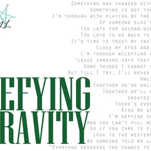 Defying Gravity Wicked Song Lyrics Wall Art Poster Digital Download