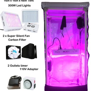 600W Led Reflective Hydroponics Nice Grow Box Tent 16x16x48 Full set image 1