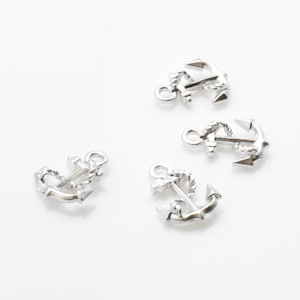 Anchor Pendant . Anchor Charm . Jewelry Craft Supply . Matte Rhodium Plated over Brass - 4pcs / IA0075-MR