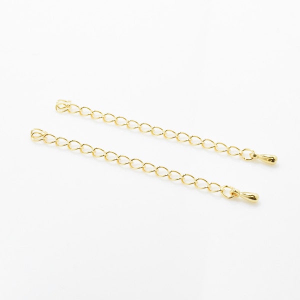 Extention chain . Extender Chain . Jewelry Craft Supplies . 16K Polished Gold Plated over Brass - 10pcs  / EX-5-PG