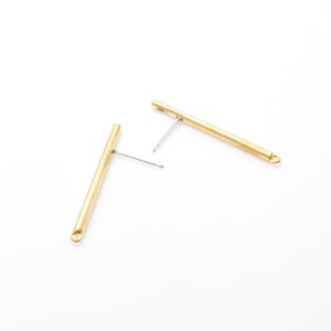 Bar Post Earring (Large) . Square Brass Earring . 925 Sterling Silver Post . 16K Matte Gold Plated over Brass - 2pcs / RG0052-MG