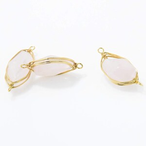 Rhodochrosite Gemstone Pendant . Rhodochrosite Connector . Rhodochrosite Bead . 16K Polished Gold Plated over Brass - 2pcs / NB0003-PGRCS