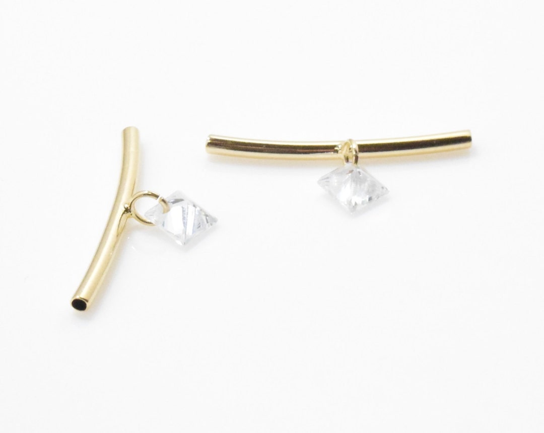 Diamond Curved Pipe Pendant . Crystal Diamond Pendant . Wedding Jewelry ...