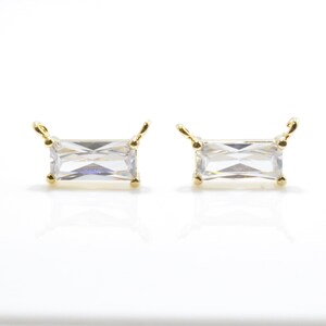 Cubic Rectangle Pendant . Square Pendant . Cubic Zirconia . Wedding Jewelry . 16K Polished Gold Plated over Brass - 1pcs / UT0020-PG
