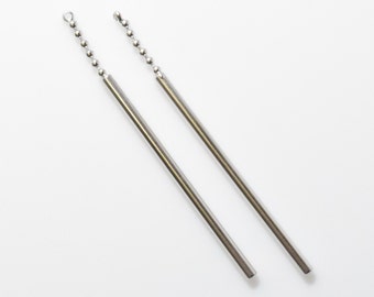 Bar Brass Pendant . Jewelry Craft Supply . Matte Rhodium Plated over Brass - 4pcs / IA0069-MR