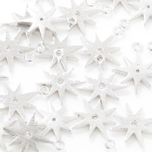 Cubic Star Pendant . Cubic Star Charm . Star Beads . Bridal Jewelry. Wedding Jewelry. Matte Rhodium Plated over Brass - 2pcs / IA0231-MR