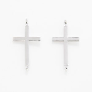 Cross Brass Connector . Cross Pendant . Cross Charm . Polished Rhodium Plated over Brass - 2pcs / IA0183-PR