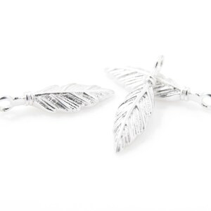 Tiny Feather Pendant . Feather Charm . Feather Beads . Matte Rhodium Plated over Brass - 2pcs / IA0206-MR
