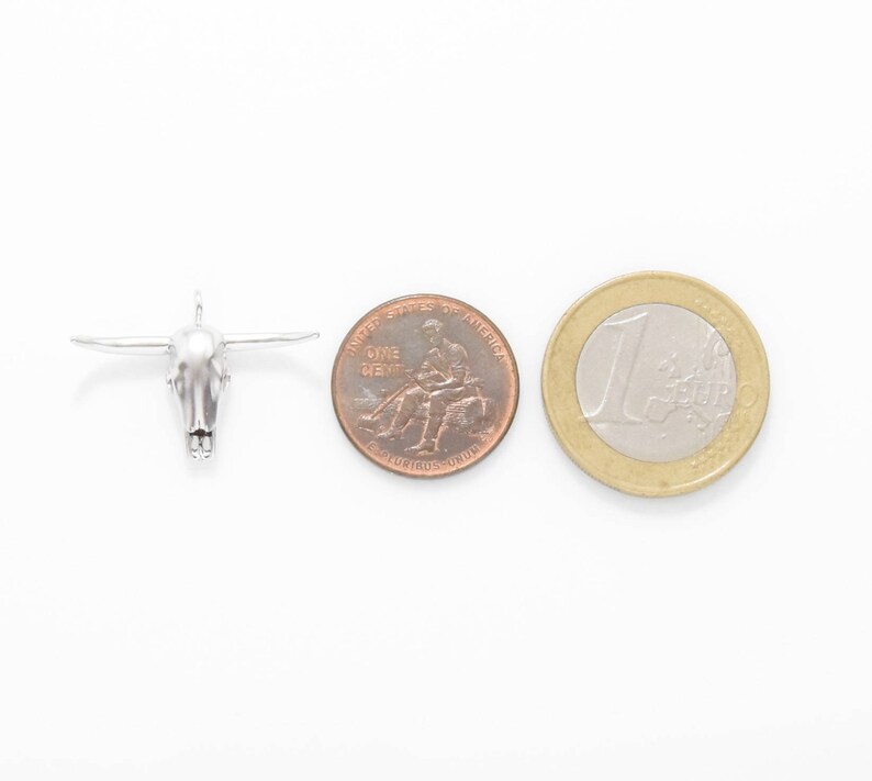 Buffalo Head Pendant 2pcs IA0070-MR Buffalo Head Beads Matte Rhodium Plated over Brass Buffalo Head Charm