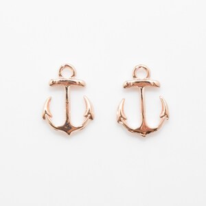Anchor Pendant . Anchor Charm . Jewelry Craft Supply . Polished Rose Gold Plated over Brass  - 4pcs / UT0015-RG