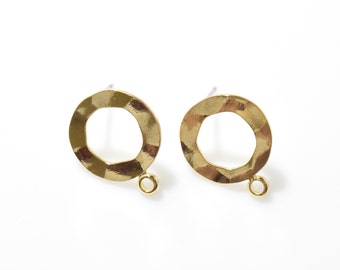 Round Post Earring . Circle Post Earring . 925 Sterling Silver Post . 16K Polished Gold Plated over Brass- 4pcs / JM0045-PG