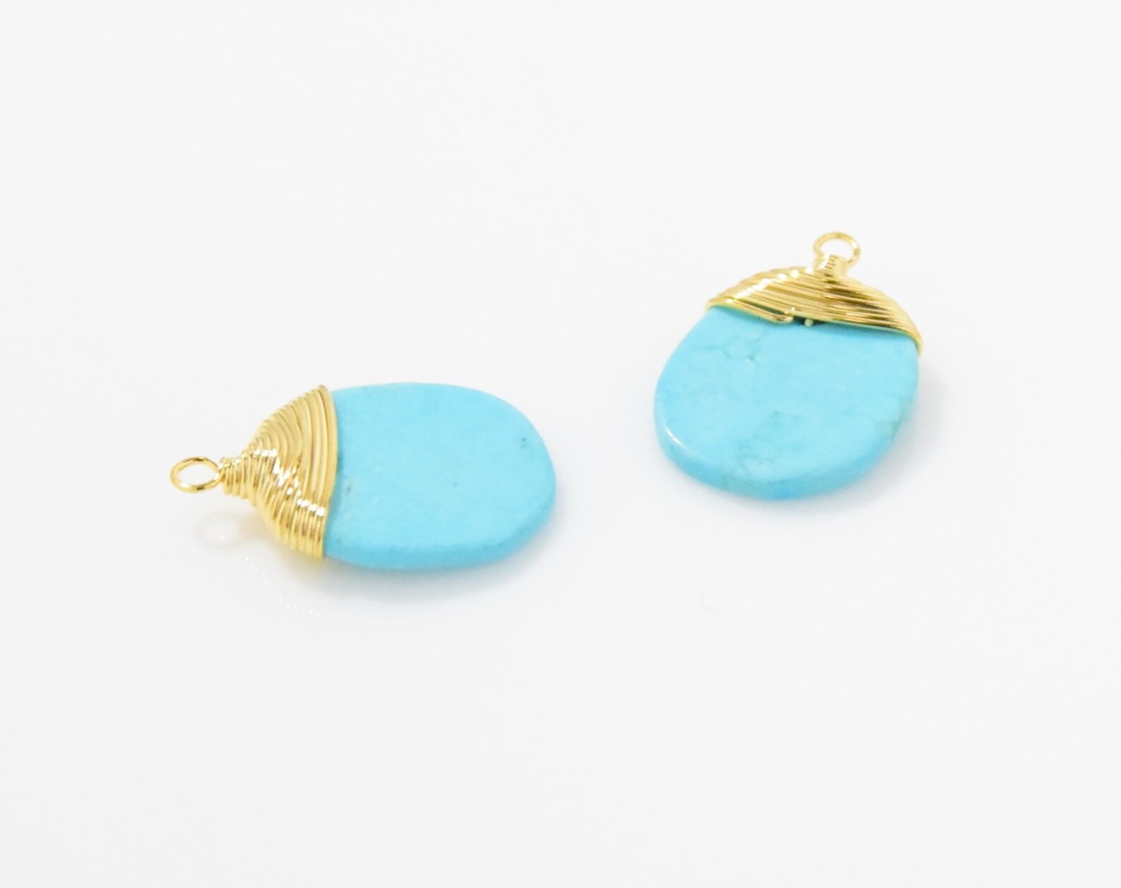 Flat Turquoise Pendant . Turquoise Charm . Turquoise Bead . Etsy