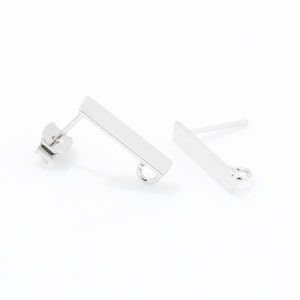 Bar Post Earring . Bar Brass Earring . Bar Earring . Stick Post Earring . Polished Rhodium Plated over Brass - 2pcs / ZE0013-PR