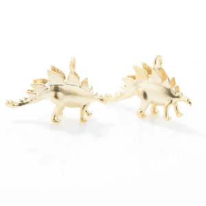 Dinosaur Pendant . Dinosaur Charm . Dinosaur Beads . 16K Matte Gold Plated over Brass - 2pcs / IA0212-3-MG