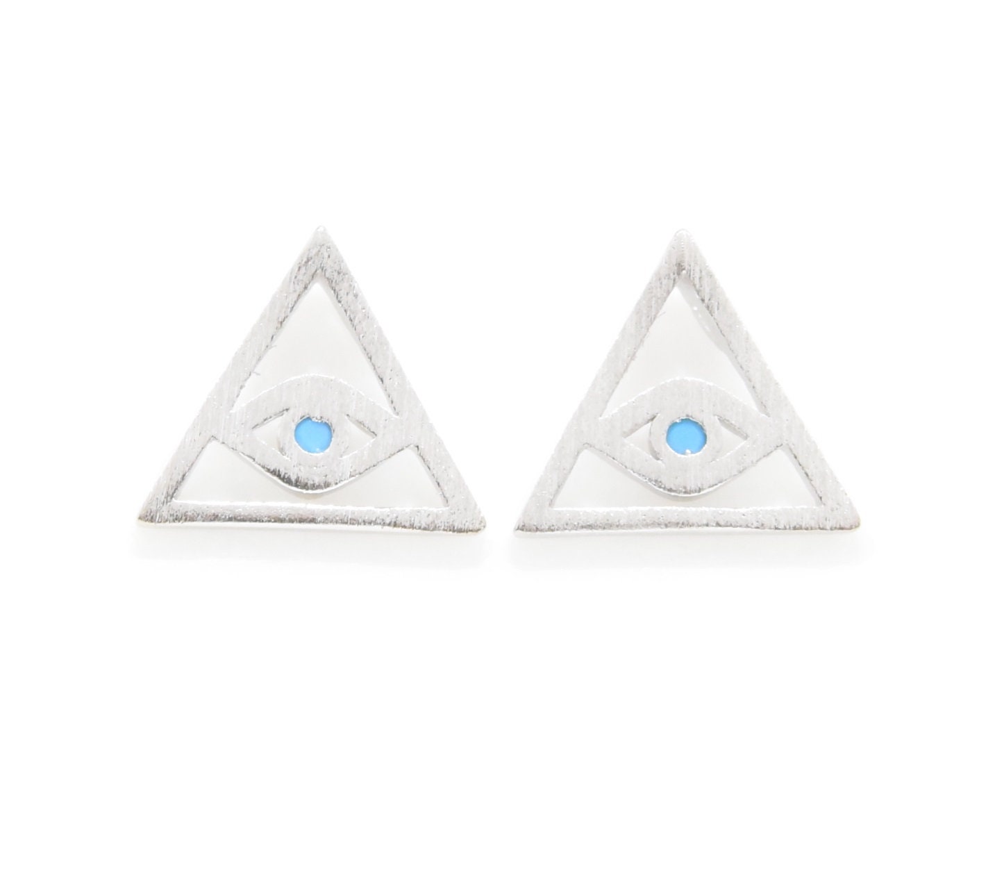 Turquoise Evil Eye Pendant . Triangle Evil Eye Charm . Evil