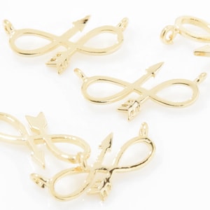 Infinity Pendant . Infinity Connector . Arrow Pendant . Arrow Connector . 16K Polished Gold Plated over Brass - 2pcs / IA0200-PG
