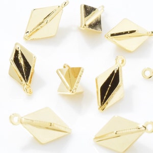 Diamond Mobile Pendant . Diamond Pendant . Mobile Pendant . Ornament Pendant . 16K Polished Gold Plated over Brass - 2pcs / YO0021-PG