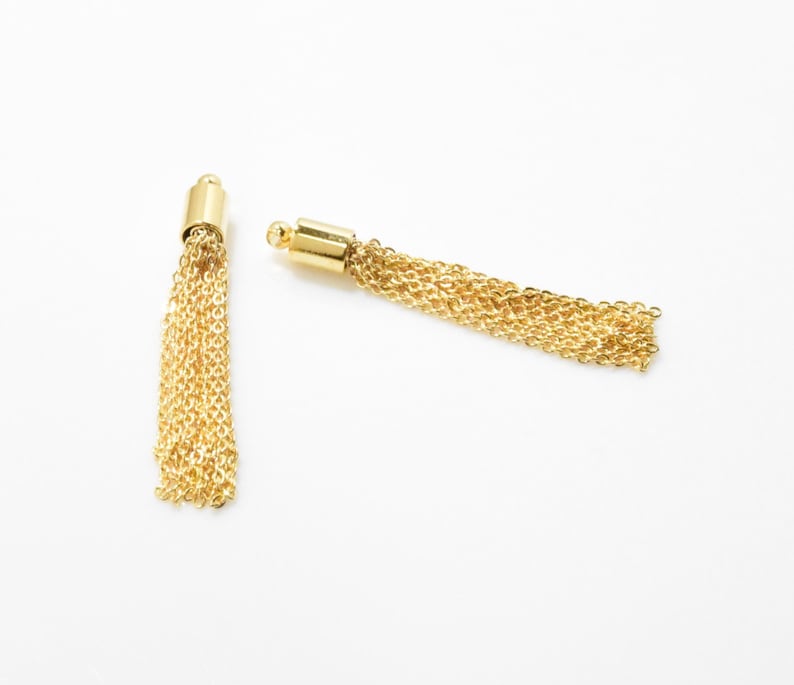 Gold Metal Tassel large . Gold Chain Tassel . Brass Tassel . Etsy