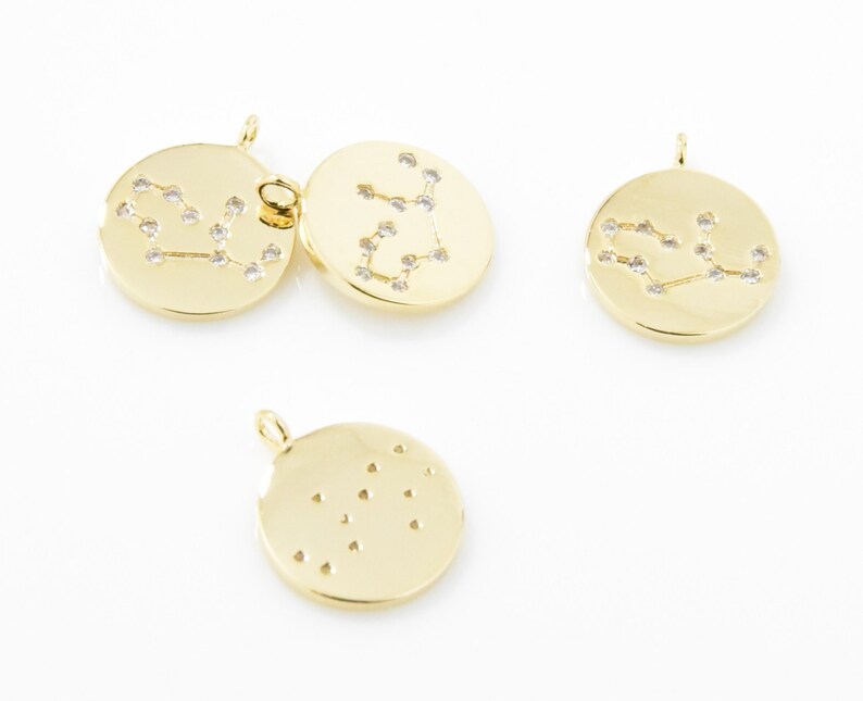 2pcs IA0186-PG 16K Polished Gold Plated over Brass the Virgin Zodiac Sign Pendant Virgo Cubic Constellation Pendant