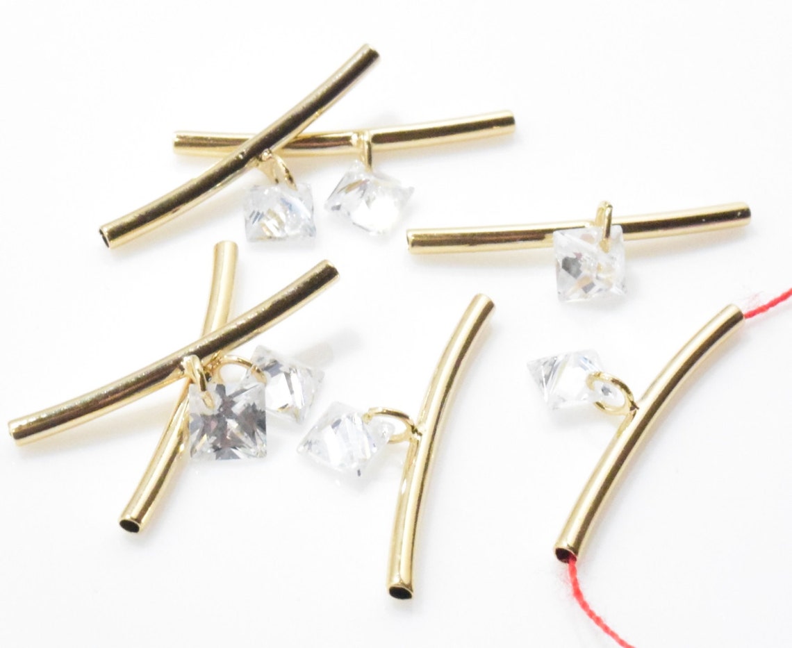 Diamond Curved Pipe Pendant . Crystal Diamond Pendant . | Etsy