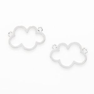 May include: Two silver metal cloud-shaped charms with jump rings. The charms are hollow and have a smooth, polished finish.