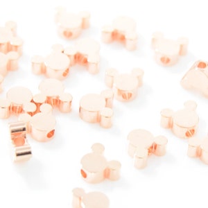 Mickey Mouse Inspired Bead . Mickey Mouse Bead . Mickey Mouse Charm . Polished Rose Gold Plated over Brass - 4pcs / JM0050-RG