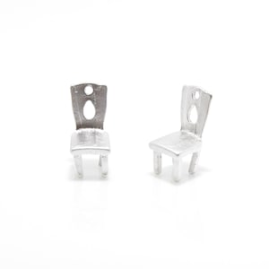 Chair Pendant . Chair Charm . Furniture Charm . Matte Rhodium Plated over Brass - 2pcs / RG0008-MR