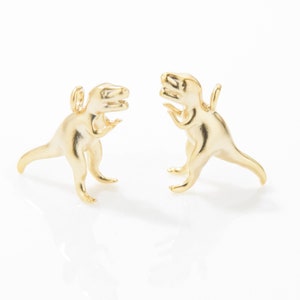 Dinosaur Pendant . Dinosaur Charm . Dinosaur Beads . 16K Matte Gold Plated over Brass - 2pcs / IA0212-2-MG