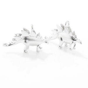 Dinosaur Pendant . Dinosaur Charm . Dinosaur Beads . Matte Rhodium Plated over Brass - 2pcs / IA0212-3-MR