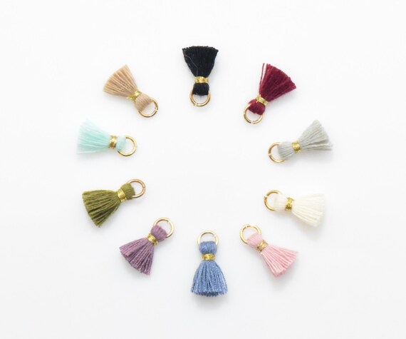 Tiny Tassel . Mini Tassel . Cotton Tassel . Thread Tassel . Rainbow Tassel . Handmade Tassel . Baby Tassel - 2pcs / CH0001