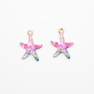Starfish Pendant . Starfish Charm . Jewelry Craft Supply . 16K Polished Gold Plated over Pewter - 2pcs / FU0002-PGPK