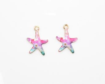 Starfish Pendant . Starfish Charm . Jewelry Craft Supply . 16K Polished Gold Plated over Pewter - 2pcs / FU0002-PGPK