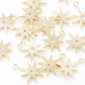 Cubic Star Pendant . Cubic Star Charm . Star Beads . Bridal Jewelry. Wedding Jewelry. 16K Matte Gold Plated over Brass - 2pcs / IA0231-MG