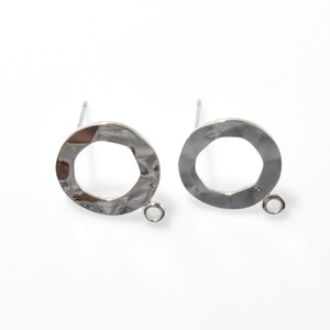 Round Post Earring . Circle Post Earring . 925 Sterling Silver Post . Polished Rhodium Plated over Brass- 4pcs / JM0045-PR