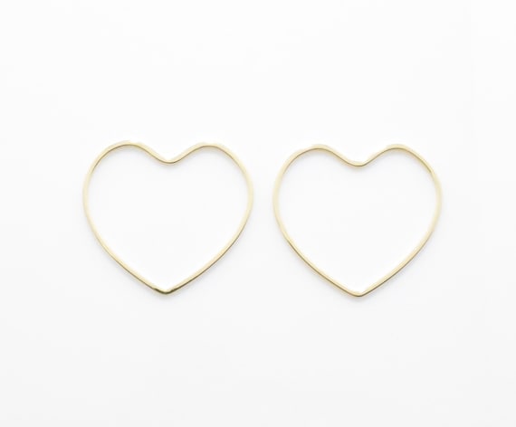 Heart Brass Pendant . Heart Brass Charm . Heart Connector . | Etsy