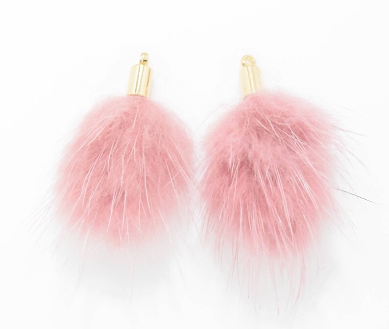 Dark Pink Mink Pendant . Genuine Mink Pendant . Mink Charm . Etsy