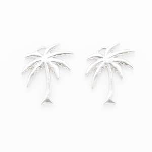 Palm Tree Pendant . Palm Tree Charm . Tiny Palm Tree Bead . Matte Rhodium Plated over Brass - 2pcs / IA0127-MR