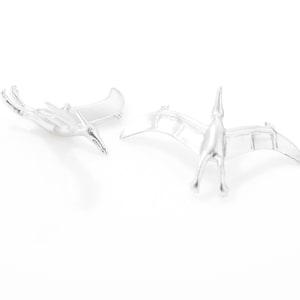 Pterosaur Pendant . Pterodactyl Charm . Dinosaur Pendant . Dinosaur Charm . Matte Rhodium Plated over Brass - 2pcs / IA0212-4-MR