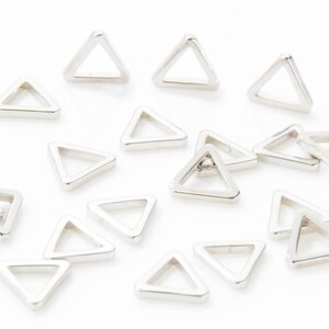 7.5MM Triangle Pendant (Small) . Triangle Bead . Triangle Charm . Polished Rhodium Plated over Brass - 6pcs / BS0007-PR