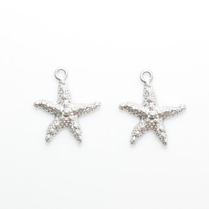 Starfish Brass Pendant . Starfish Charm . Jewelry Craft Supply . Matte Rhodium Plated over Brass - 4pcs / RG0119-MR