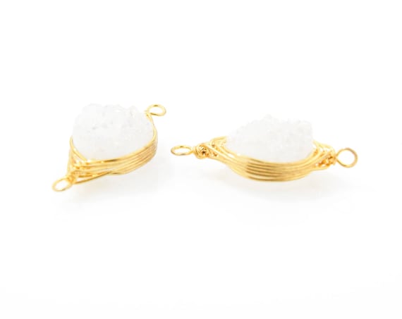 Crystal Gemstone Connector . Crystal Gemstone Charm. Crystal Pendant. Crystal Bead. 16K Polished Gold Plated over Brass - 1pcs / NB0007-PGCR